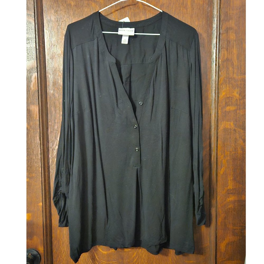 Ava Viv Black Blouse Plus Size 3/4 length Sleeves